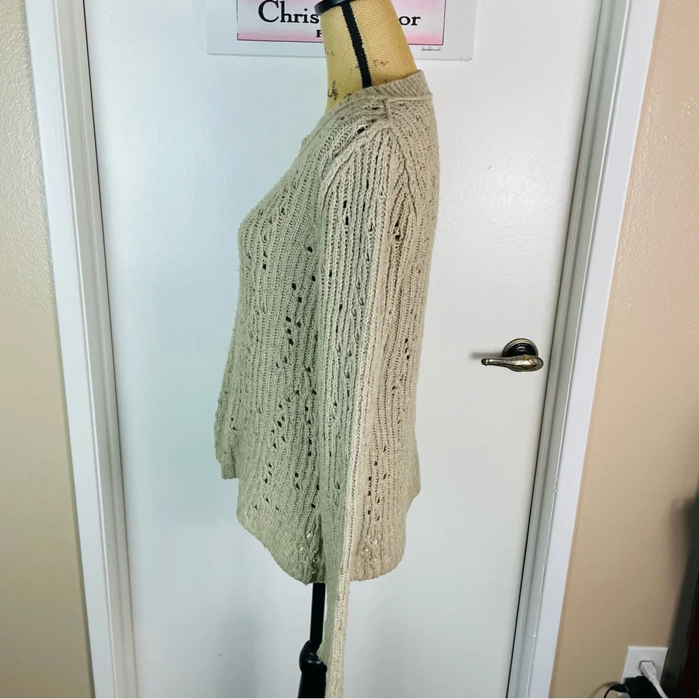 FREE PEOPLE Chunky Knit Sweater Sweatshirt Size Medium Collared Casual Weekdays - Picture 5 of 11